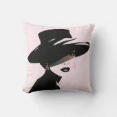 モノクロエレガント女性シルエット クッション (正面)