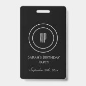 モノクロエレガント誕生日パーティーVIPアクセス バッジ (正面)