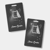 モノクロエレキギターパーソナライズされた バッジ (正面＆裏面)