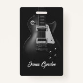 モノクロエレキギターパーソナライズされた バッジ (正面)