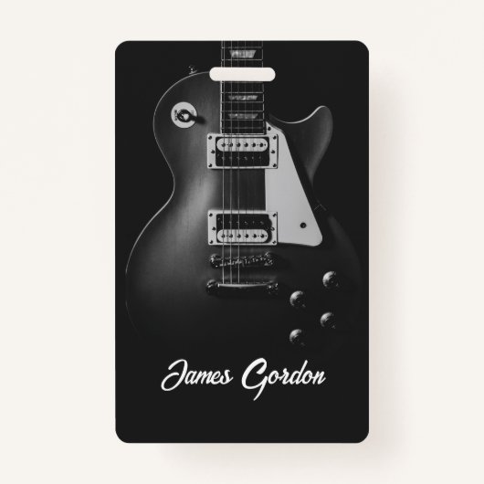 モノクロエレキギターパーソナライズされた バッジ (裏面)
