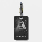 モノクロエレキギターパーソナライズされた ラゲッジタグ (裏面縦)