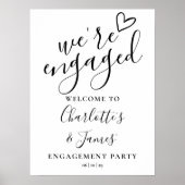 モノクロエンゲージメントパーティーウェルカムサイン ポスター (正面)