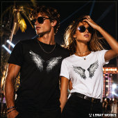 モノクロエンジェルウィングス ゴシック ユニセックス Tシャツ