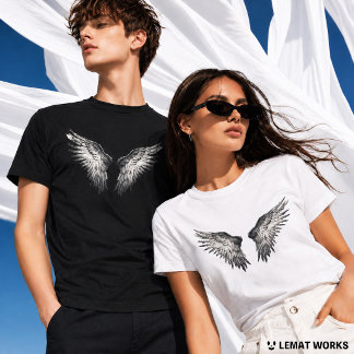モノクロエンジェルウィングス ゴシック ユニセックス Tシャツ