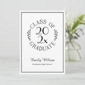 モノクロエンブレムおしゃれ卒業パーティー 招待状 (スタンド正面)