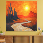 モノクロオレンジ抽象芸術砂漠の風景 キャンバスプリント (インサイチュ (リビング))