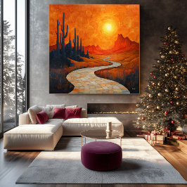 モノクロオレンジ抽象芸術砂漠の風景 キャンバスプリント