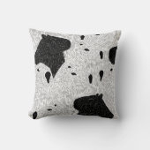 モノクロカピバラ群集 – ミニマリスト動物ライン クッション (正面)