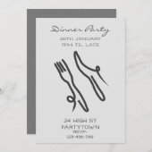 モノクロカモダントリーディナーパーティーテーマ 招待状 (正面/裏面)