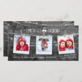 モノクロカラーポップ・アートのダッシュトナカイ3フォトカード (正面/裏面)