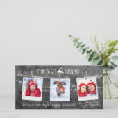 モノクロカラーポップ・アートのダッシュトナカイ3フォトカード (スタンド正面)