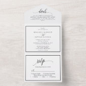 モノクロカリグラフィー結婚式招待状 オールインワン招待状 (内側)