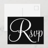 モノクロカリグラフィーRSVP インビテーションポストカード (正面/裏面)