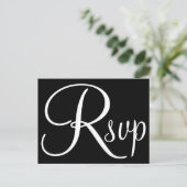 モノクロカリグラフィーRSVP インビテーションポストカード (スタンド正面)