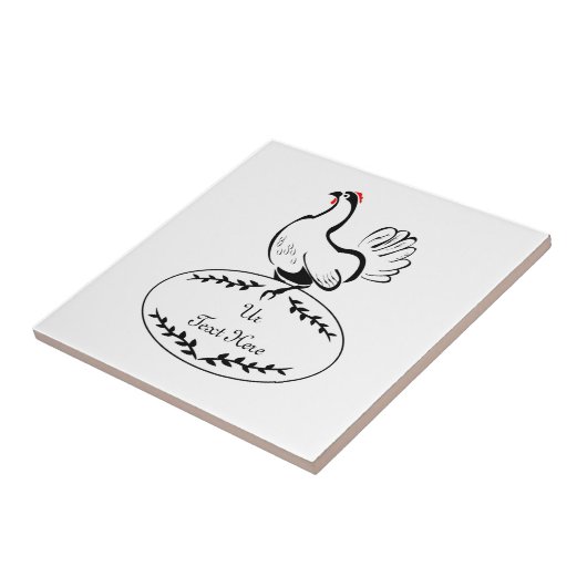 モノクロクラシックの卵の鶏 タイル (側面)