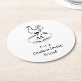 モノクロクラシックの卵の鶏 ラウンドペーパーコースター (アングル)