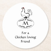 モノクロクラシックの卵の鶏 ラウンドペーパーコースター (正面)