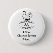 モノクロクラシックの卵の鶏 缶バッジ (正面)