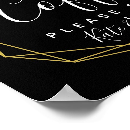 モノクロクリスタルgeoコーヒーバーステーションの標識 ポスター (角)