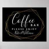 モノクロクリスタルgeoコーヒーバーステーションの標識 ポスター (正面)