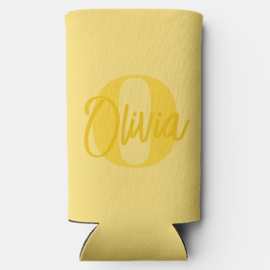 モノクロクールイエロートレンディースクリプトモノグラムビール スリム缶クーラー (裏面)