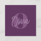 モノクロクール赤面ピンクトレンディースクリプトモノグラム スクエア名刺 (正面)