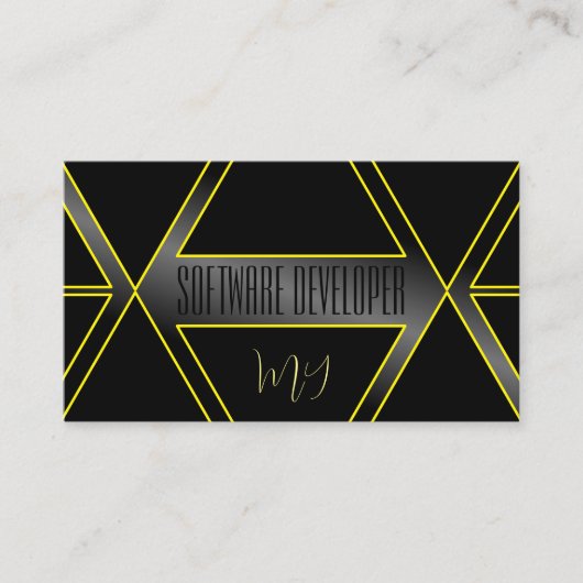 モノクログラムで黒と黄色の派手な目を引く 名刺 (正面)