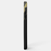 モノクログラム付き黒および金ゴールドアールデコパターン Case-Mate iPhoneケース (裏面/左)