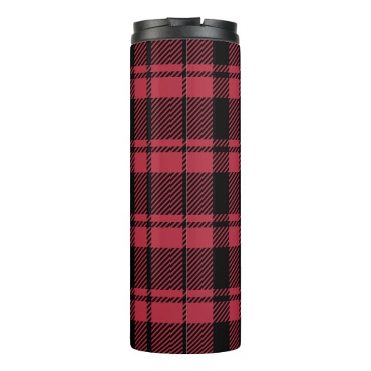 モノクログラム名の付いた赤と黒の格子縞 タンブラー (裏面)