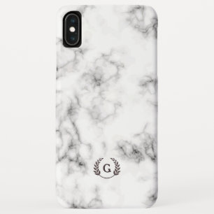 モノクログラム小麦ローレル黒と白大理石 iPhone XS MAXケース