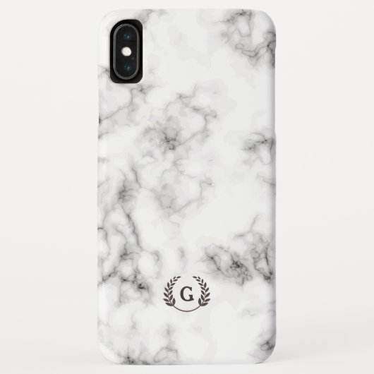 モノクログラム小麦ローレル黒と白大理石 Case-Mate iPhoneケース (裏面)