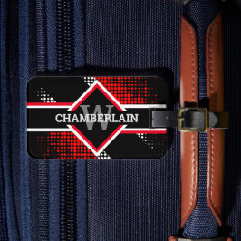 モノクログラム赤白と黒 ラゲッジタグ