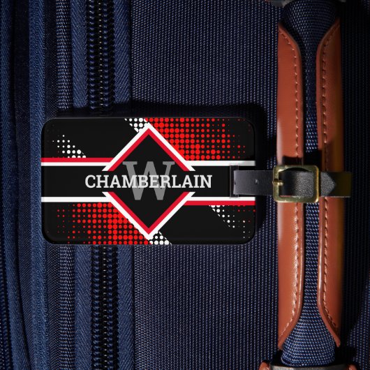 モノクログラム赤白と黒 ラゲッジタグ (正面インサイチュ4)