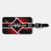 モノクログラム赤白と黒 ラゲッジタグ (正面横)