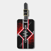 モノクログラム赤白と黒 ラゲッジタグ (正面縦)