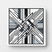 モノクログリッドX -抽象芸術幾何学線アート フォトプラーク (正面)