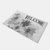 モノクログレイの花歓迎 ドアマット (アングル)