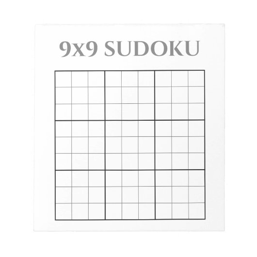 モノクログレーとホワイト9x9スドクテンプレート ノートパッド (正面)