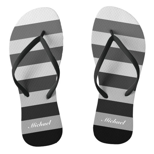モノクログレーのブロックストライプパターン ビーチサンダル (ソール)