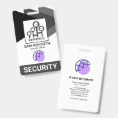 モノクログレーの三角形セキュリティスタッフの写真ID バッジ (正面＆裏面)