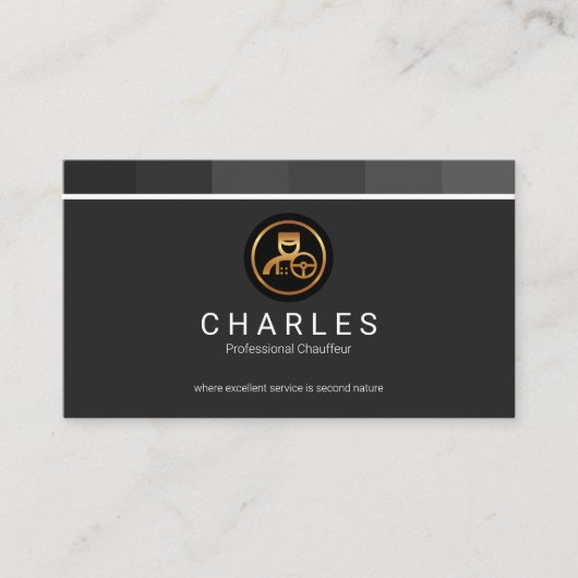 モノクログレーストライプボックスドライバ運転手 名刺 (正面)