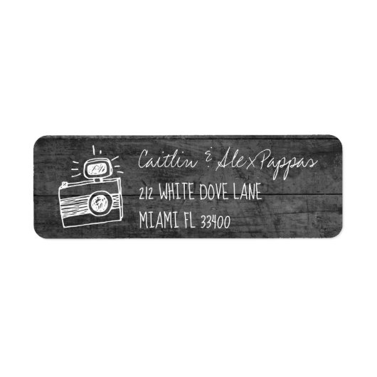 モノクログレー手書きカメラアイコン手書き ラベル (正面)