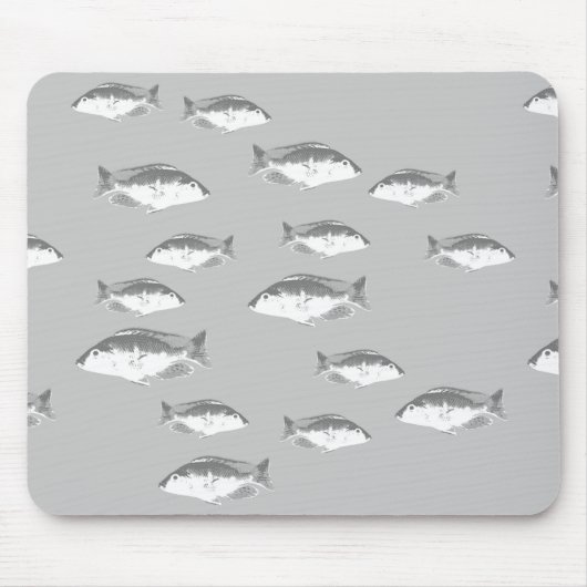 モノクログレー魚 マウスパッド (正面)