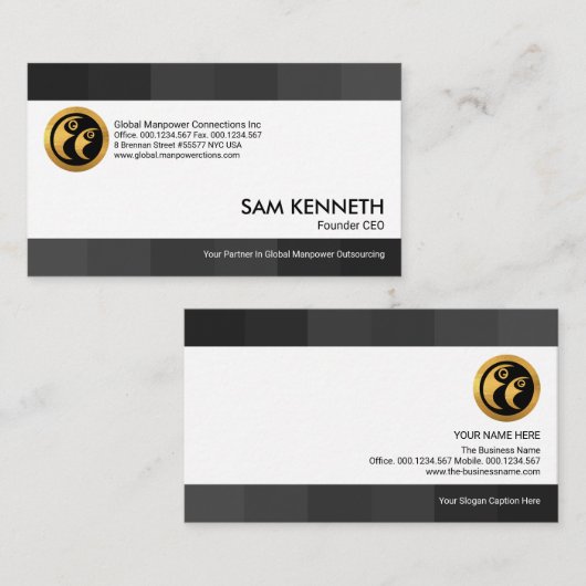 モノクログ素晴らしレーストライプマンパワー 名刺 (正面/裏面)