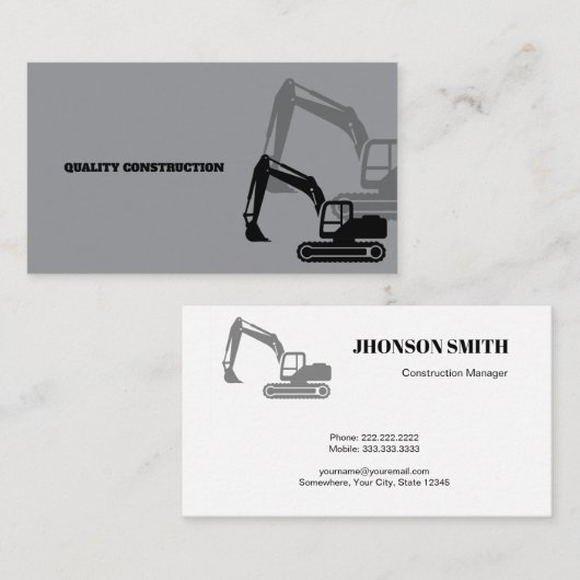 モノクロコンセプト重機建築 名刺 (正面/裏面)