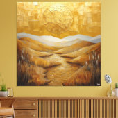 モノクロゴールデン抽象芸術の風景（日あり） キャンバスプリント (インサイチュ (リビング))