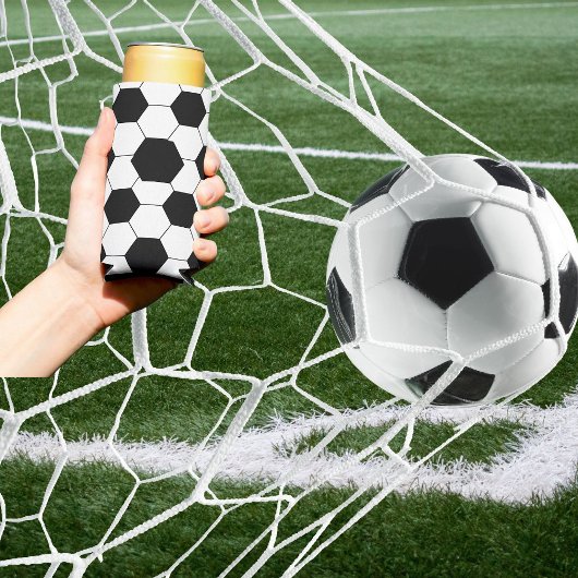 モノクロサッカーパターン  スリム缶クーラー