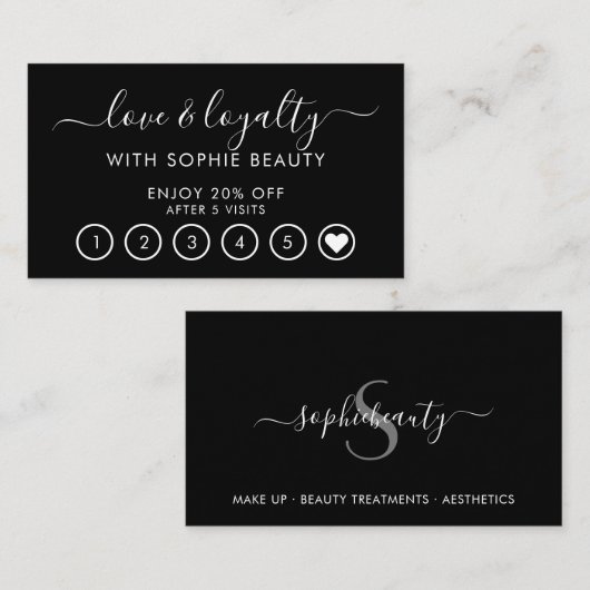 モノクロサロンビジネスモノグラムロイヤリティカード ロイヤリティカード (正面/裏面)