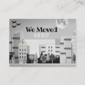 モノクロシティスカイライン新しい住所を変更 名刺 (正面)